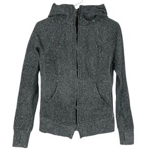 Lululemon Scuba Hoodie Jacket Full Zip Womens 4 Small Gray Black Speckle Pockets